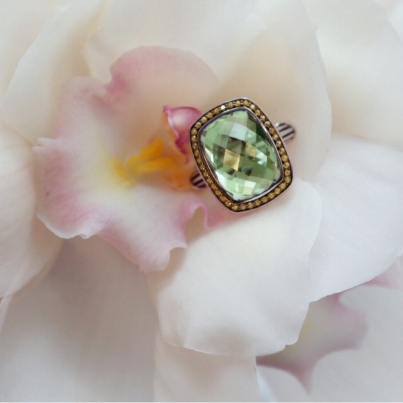 925 PRASIOLITE RING YELLOW SAPPHIRE - Picture 3 of 7